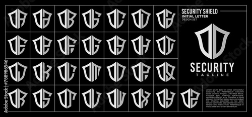 Set of shield letter O OO logo, number 0 00 design