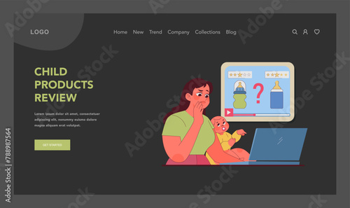 Child products review concept. Vector illustration