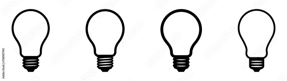 Bulb lamp icons set. Editable stroke. Bulb lamp icons set. Editable stroke.
