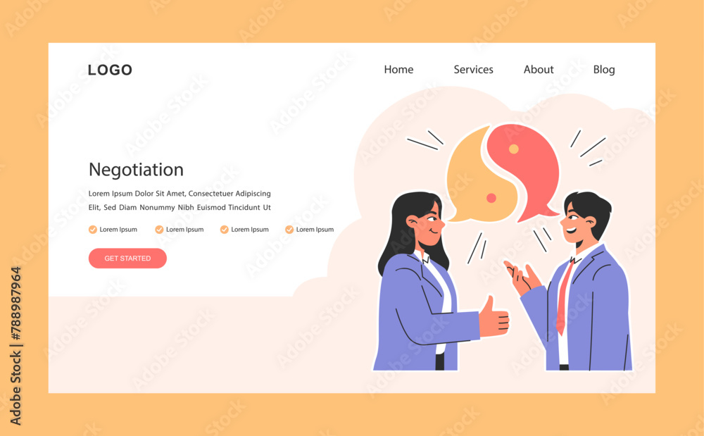 Business deal or agreement web banner or landing page. Negotiation
