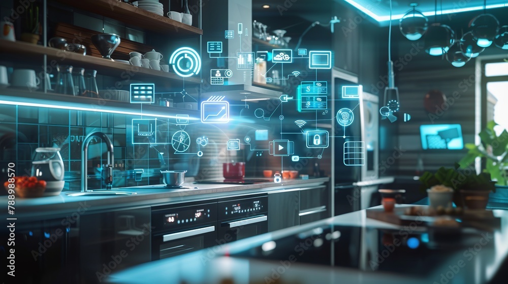 Futuristic connectivity concept: abstract digital network patterns symbolizing internet of things (IOT) technology on a global scale