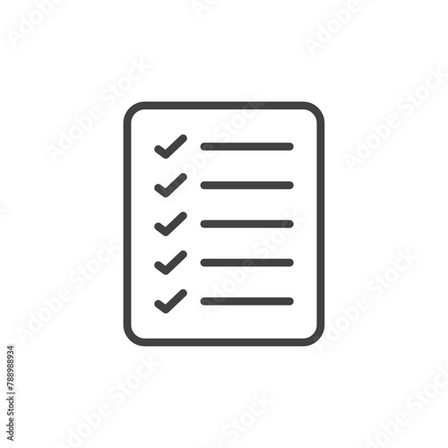 Task List and Document Checklist Icon Set. Paper with Checkmark Symbol. © wise