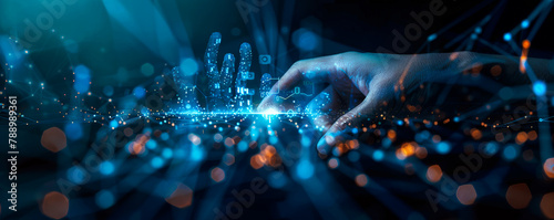 AI-Powered Digital Transformation: Hands Shaping Data Structure, Next-Gen Machine Learning Network Connections © Bartek
