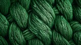 Woven green wool fabric texture Hand knitted textile canvas background Patchwork carpet backdrop Factory material threads Abstract design Closeup mockup top view : Generative AI