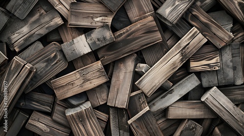 full frame close up view background of piles of wooden boards used for home decoration needs : Generative AI
