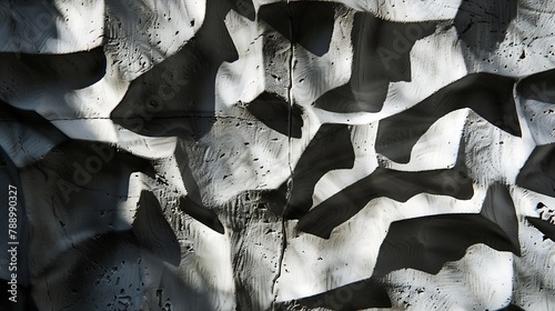 texture openwork shadows on a gray stone wall from the details of home decoration closeup vertically : Generative AI photo