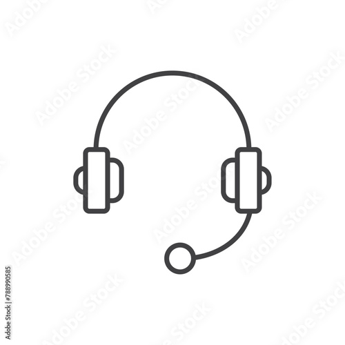 Headset and Customer Care Icons. Support Representative and Helpdesk Equipment Symbols.