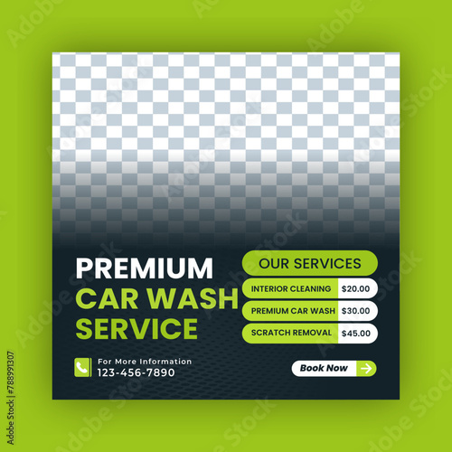 car washing service flyer, car wash logo, car washing service, flyer social media post or Instagram banner template