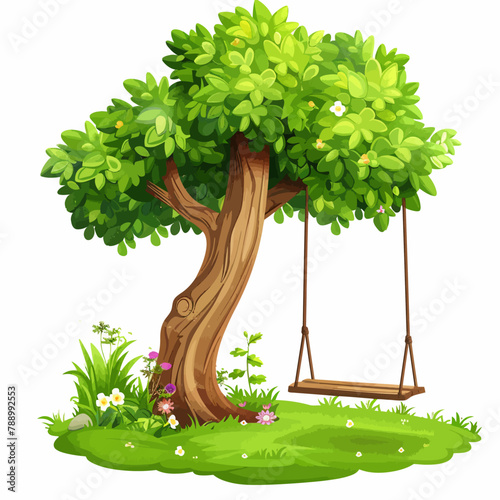 a tree with a swing hanging from it