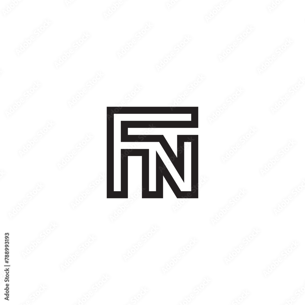FN monogram logo with black and white color - outline style.