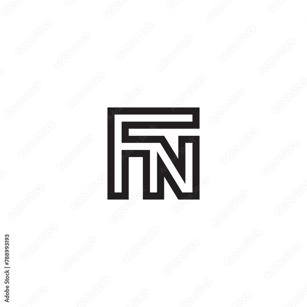 FN monogram logo with black and white color - outline style. FN monogram logo with black and white color - outline style.
