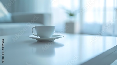 Closeup of white coffee table in lounge : Generative AI