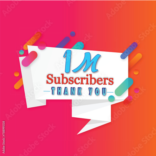 1M subscribers Thank you for the greeting social card! Thank you, subscriber! 1 million subscribers. Congratulations on the follower design template!