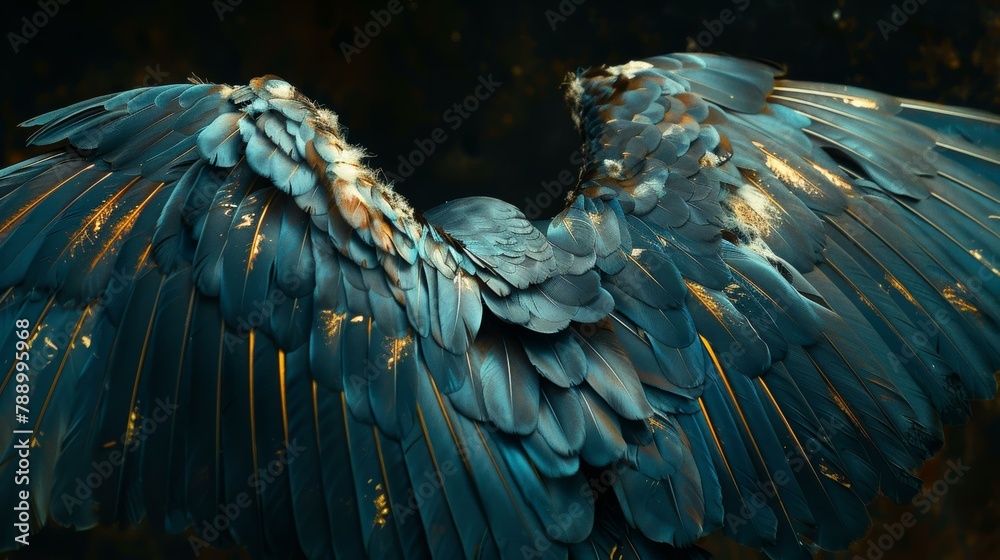 Obraz premium Fantasy Angel Wings Black Background