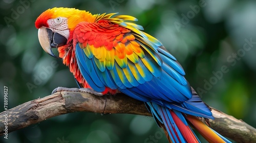 Bird Wings: A photo of a colorful macaw perched on a branch © MAY