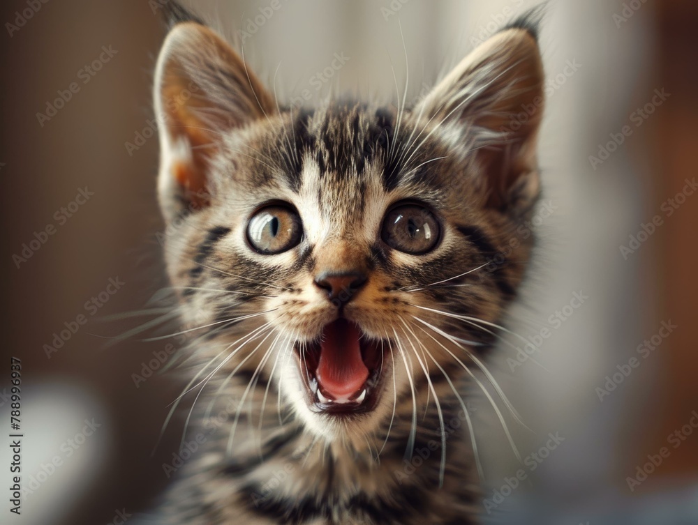 Surprised Young Cat Closeup