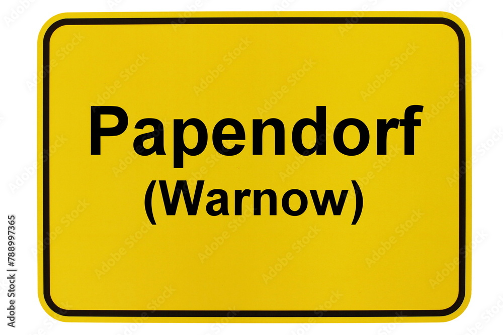 Illustration eines Ortsschildes der Gemeinde Papendorf (Warnow) in Mecklenburg-Vorpommern