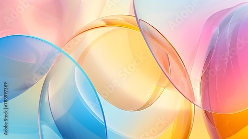 abstract modern minimal background with colorful translucent round glass shapes simple geometric shapes