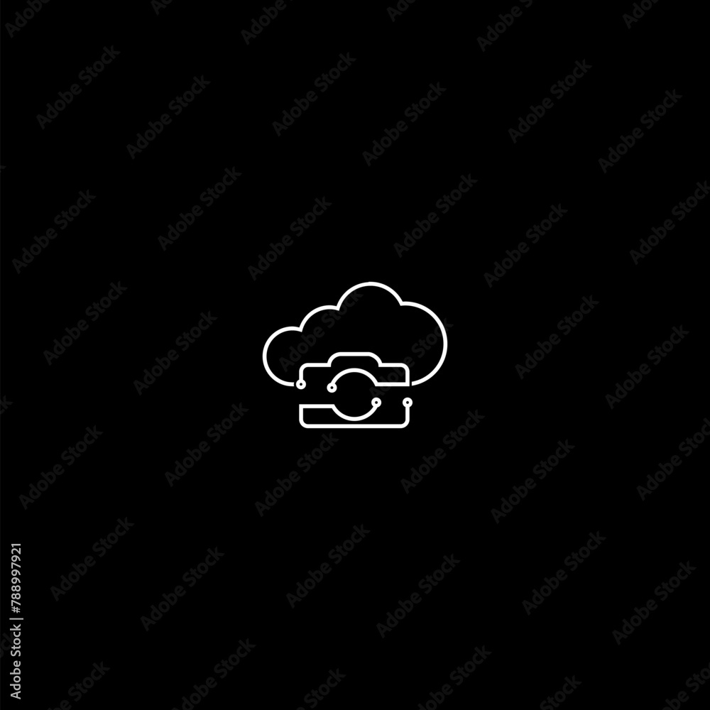 Photo Server data cloud icon isolated on dark background Photo Server data cloud icon isolated on dark background