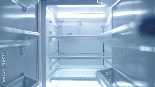 Close up inside an empty of double white freezer fridge refrigerator : Generative AI