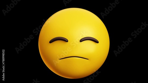 Downcast face with sweat emoji, 3d emoticon animation, Alpha channel, Transparent video
