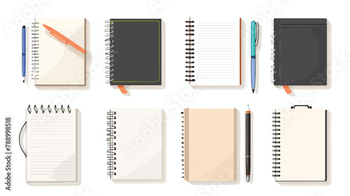 Paper notebooks drawing sketchbooks notepads set. Bus