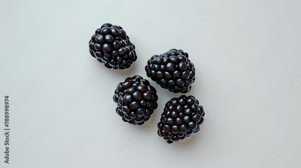 Blackberry isolated on white background top view flat lay : Generative AI Blackberry isolated on white background top view flat lay : Generative AI