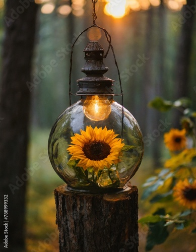 lantern with flowers