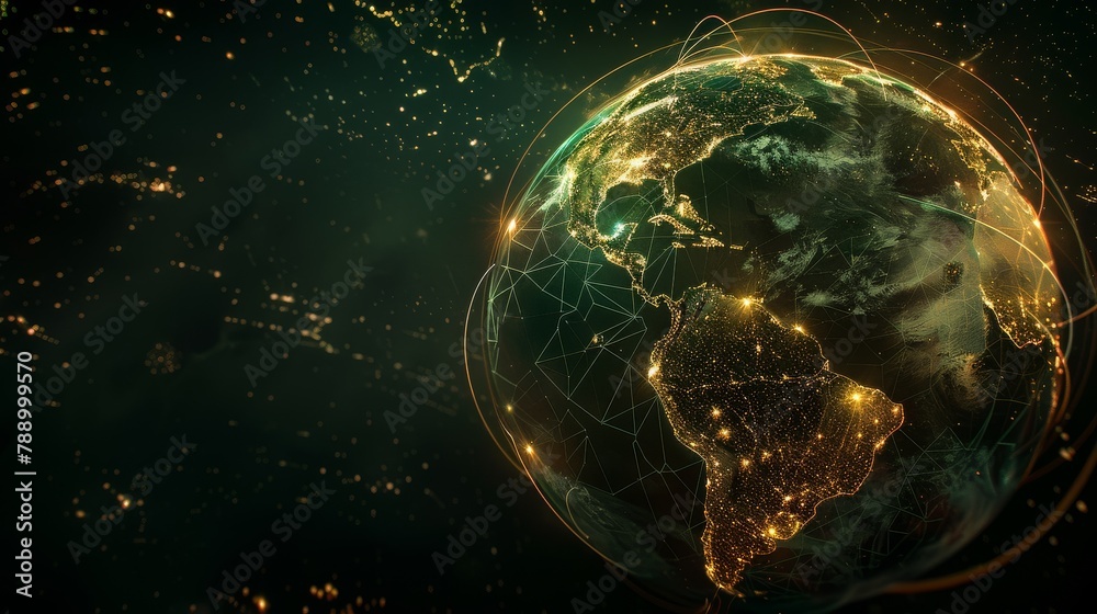 A digital composite of the Earth at night showing the major cities and their connections. A digital composite of the Earth at night showing the major cities and their connections.