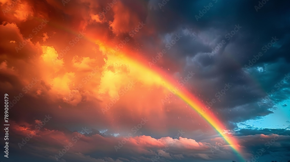 Thunderstorm: A photo of a rainbow appearing after a thunderstorm