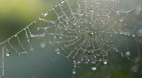 spider web with dew drops