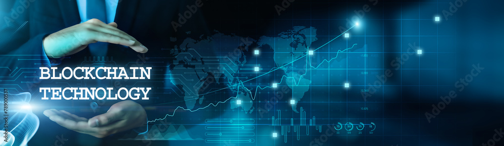 Blockchain technology with blockchain innovation. Furthermore, businessmen hold their blockchain-based business and manage blockchain data with virtual network connection. Blockchain technology. Blockchain technology with blockchain innovation. Furthermore, businessmen hold their blockchain-based business and manage blockchain data with virtual network connection. Blockchain technology.