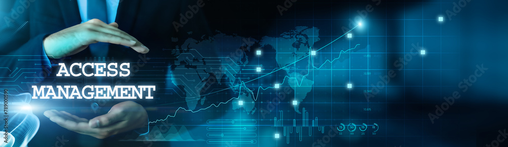 Businessman hold access management for business and protect data with virtual network connection. Modern technology develop smart solution. Enhance security and streamline operations. Businessman hold access management for business and protect data with virtual network connection. Modern technology develop smart solution. Enhance security and streamline operations.