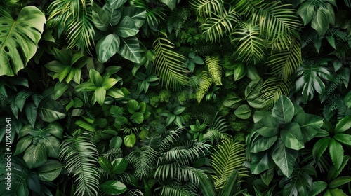 Dense jungle foliage creating a deep green textured look photo