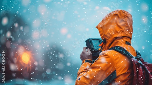 Weather Forecasting: A photo of a meteorologist taking measurements with a handheld weather instrument