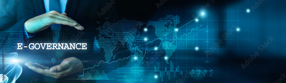 Businessman hold e-governance for efficient business and secure data with virtual network connection. Advanced technology develops smart solutions. Innovation and transparency drive progress. Businessman hold e-governance for efficient business and secure data with virtual network connection. Advanced technology develops smart solutions. Innovation and transparency drive progress.