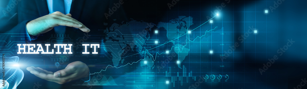 Businessman hold health IT business and patient data with virtual network connection. Modern technology develops smart solutions for healthcare providers. Businessman hold health IT business and patient data with virtual network connection. Modern technology develops smart solutions for healthcare providers.