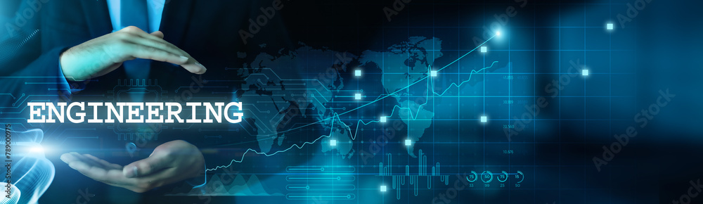 Engineers innovate and engineer solutions. Businessman hold engineering knowledge and analyze data with virtual network connection. Engineering technology develops smart solutions. Engineers innovate and engineer solutions. Businessman hold engineering knowledge and analyze data with virtual network connection. Engineering technology develops smart solutions.