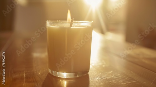Soy candle Soy wax is made by the full hydrogenation of soybean oil : Generative AI photo