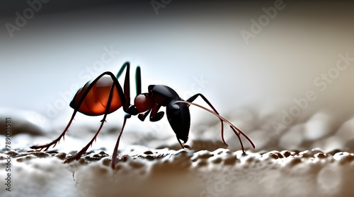 Ants and spider explore branch and ground, showcasing nature's intricate details