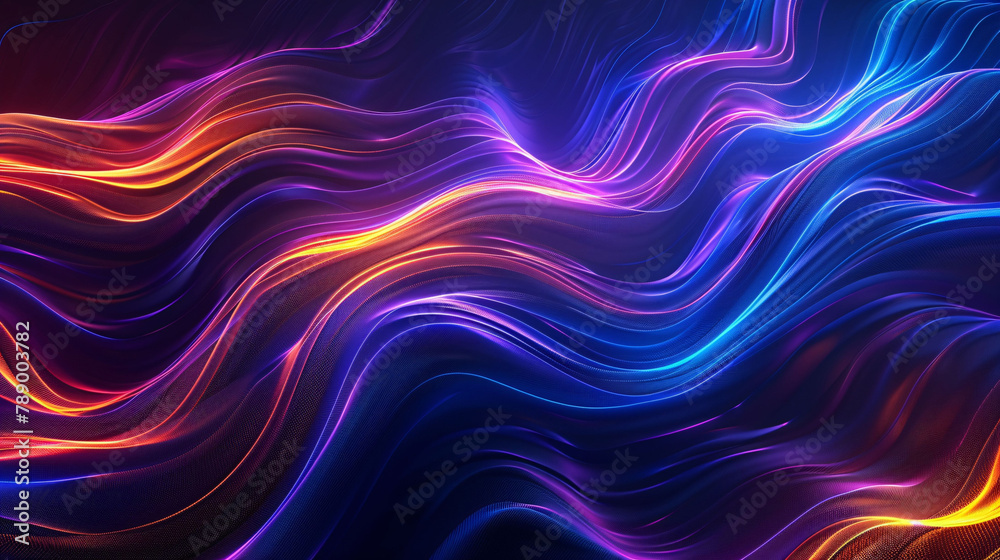Obraz premium 3D rendering wavy line texture, abstract kv main visual business PPT background