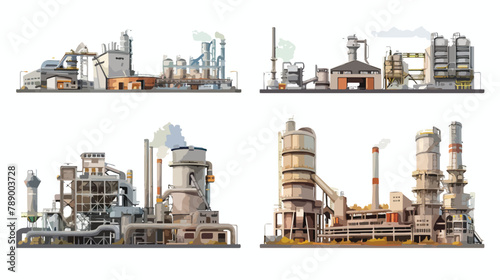 Set of realistic detailed Industrial web banner backgr
