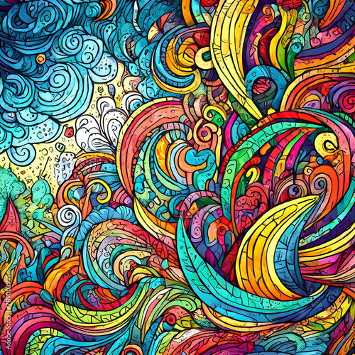 colorful and decorative abstract doodle illustration