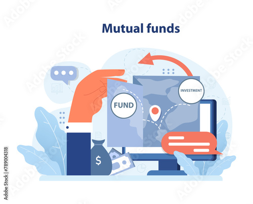 Mutual funds concept. Flat vector illustration.