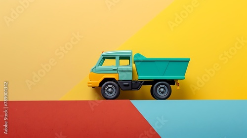 Car toy truck on colored background