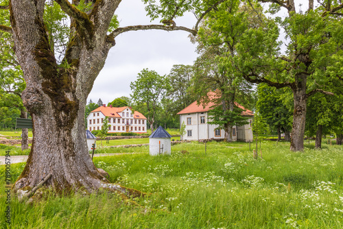 Meadow park by a old country house