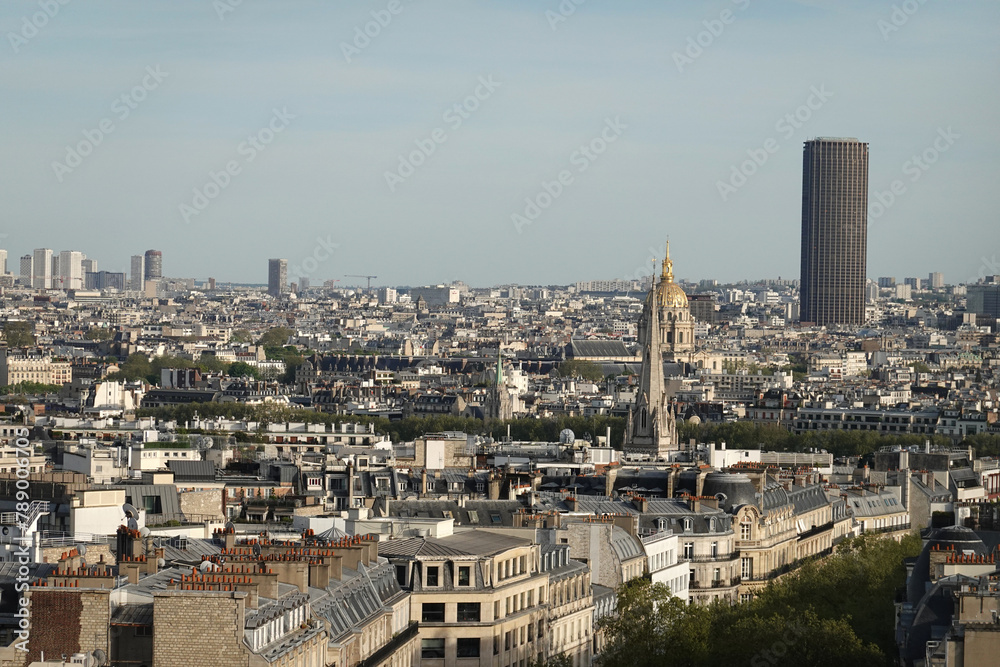 Vue panoramique sur les toits de Paris et la tour Montparnasse