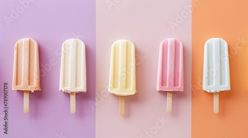 Ice cream sticks on pastel colors background : Generative AI © Generative AI