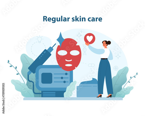 Regular skin care. A woman symbolizes nurturing skincare routines.