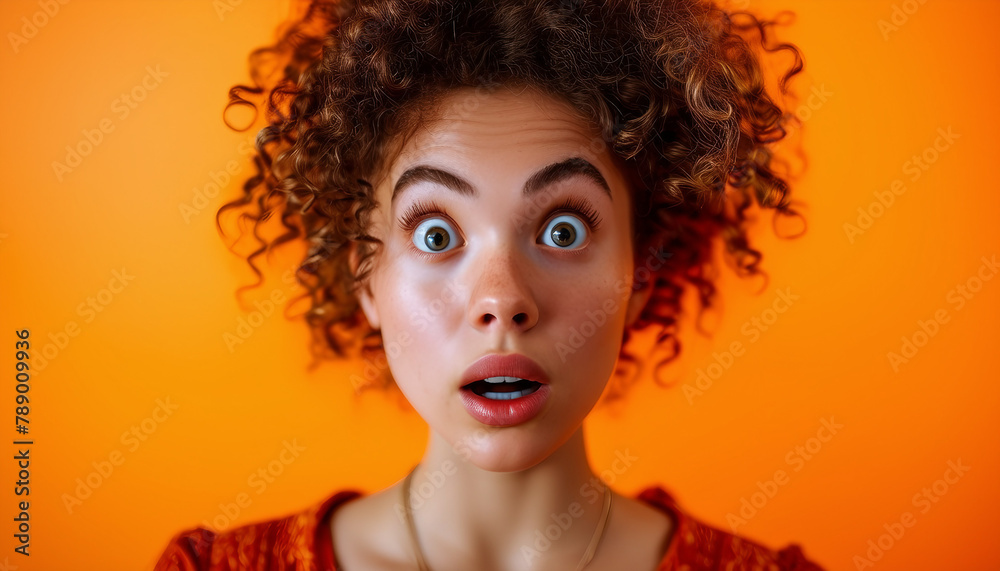 Shocked and Absent: Close-Up Portrait of a Young Woman